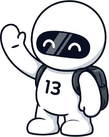 BASE13 mascot 13 waving